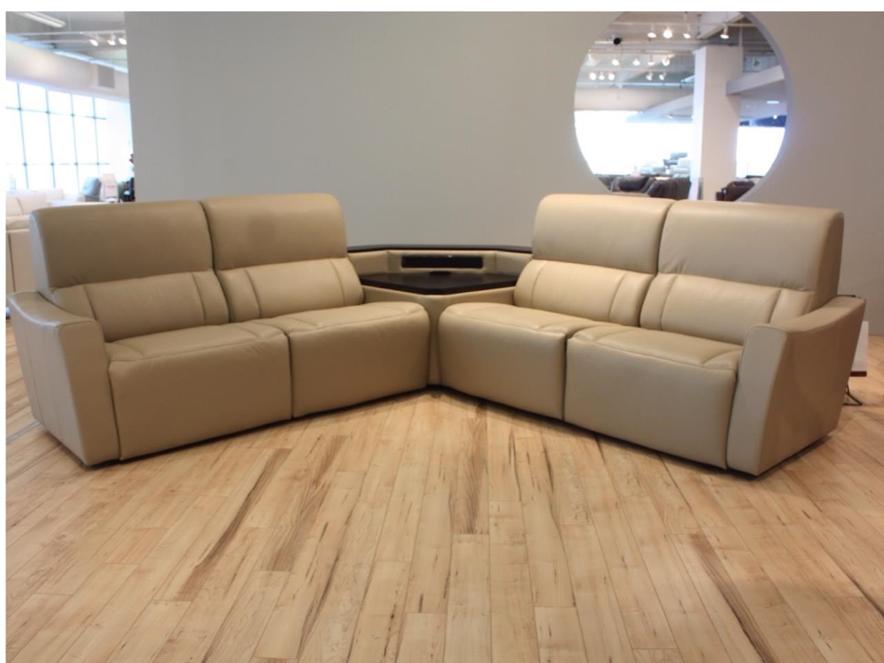 leather reclining sectional nailhead motivo 5piece leather reclining sectional with sound bar by palliser 4196570b96p7p leather reclining sectional nailhead motivo 5piece leather reclining sectional with sound bar by palliser 4196570b96p7p